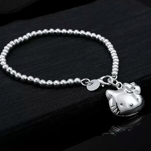 Hello Kitty Sterling Silver Beaded Bracelet